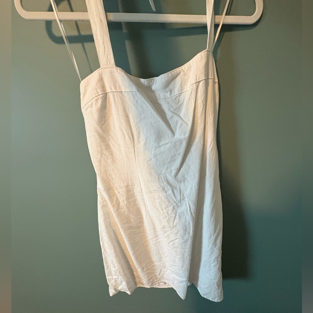 White fitted Linen Dress